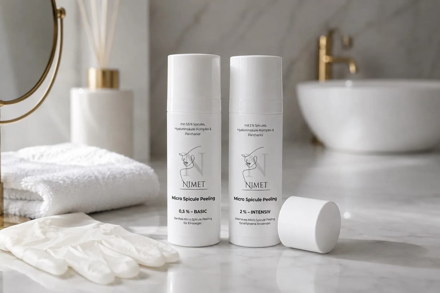 NIMET Micro Spicule Peeling, die Varianten 0,5 % BASIC und 2 % INTENSIV